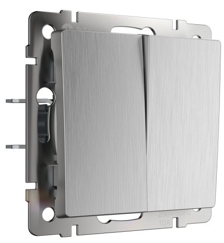 Переключатель без рамки Werkel 2-кл. проходной серебряный рифленый фото Переключатель без рамки Werkel 2-кл. проходной серебряный рифленый картинка